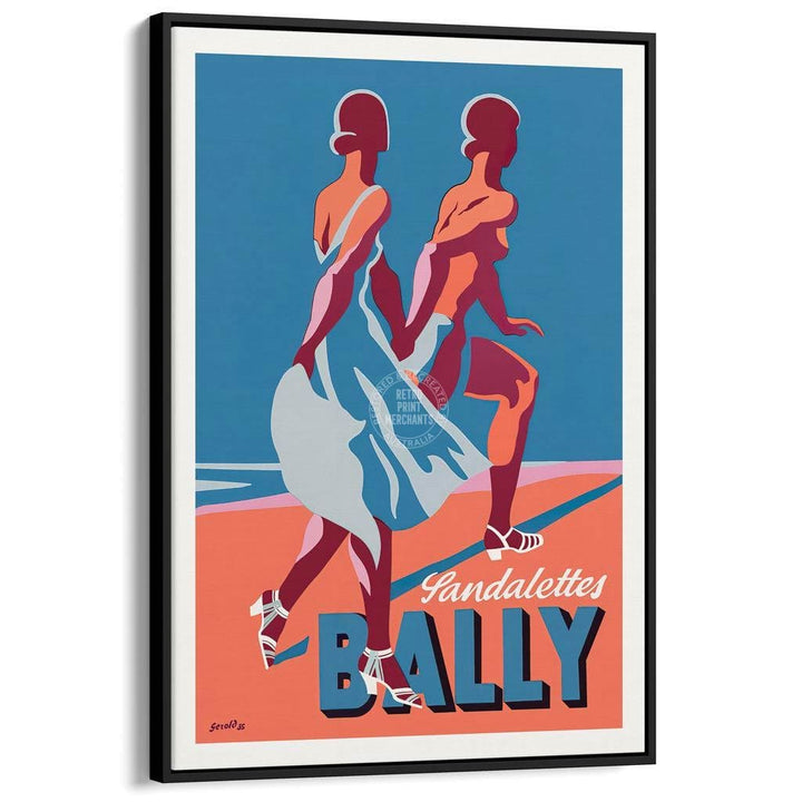 Bally Sandalettes 1935 | Switzerland A4 210 X 297Mm 8.3 11.7 Inches / Canvas Floating Frame: Black