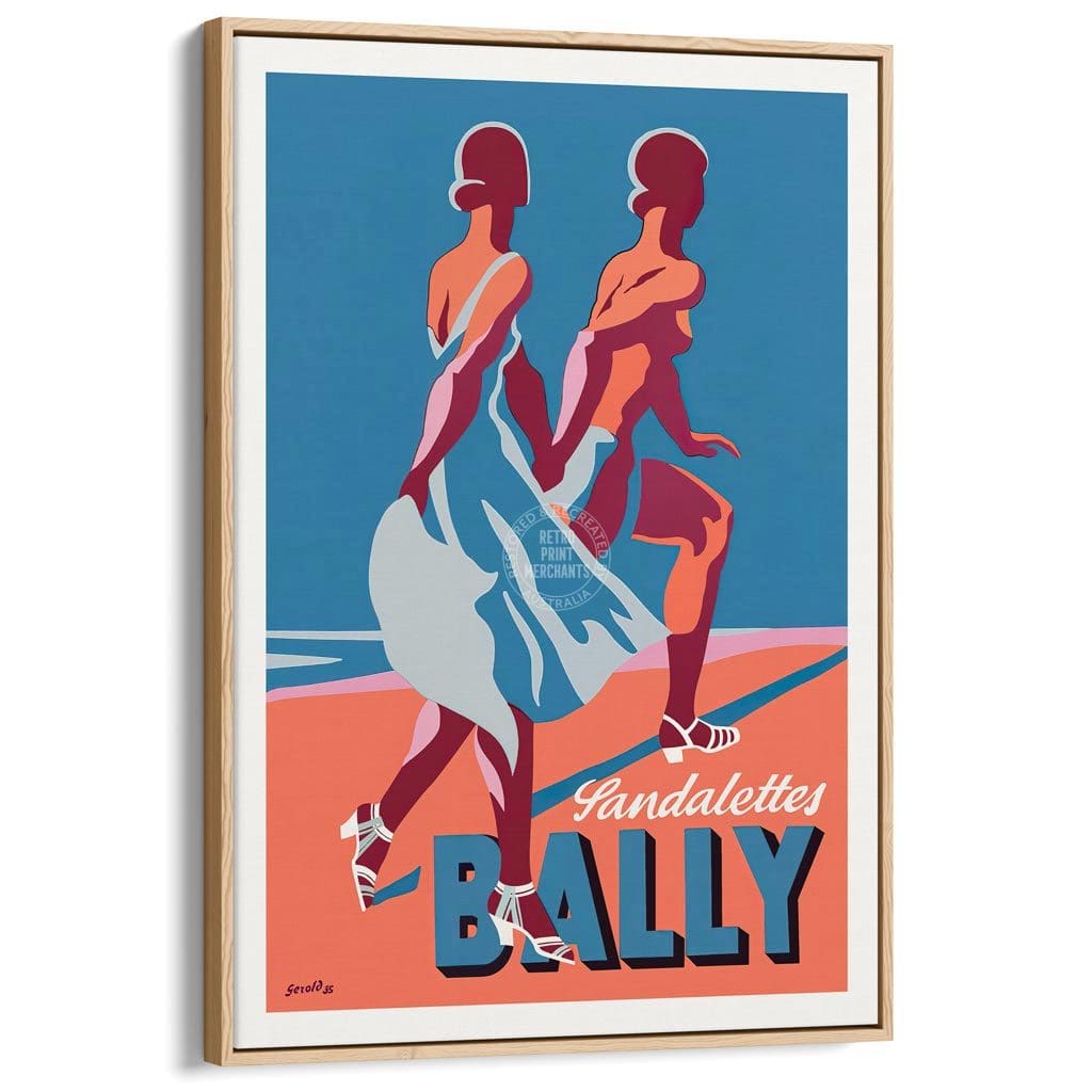 Bally Sandalettes 1935 | Switzerland A4 210 X 297Mm 8.3 11.7 Inches / Canvas Floating Frame: Natural