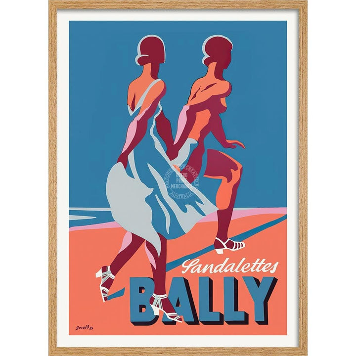 Bally Sandalettes 1935 | Switzerland A4 210 X 297Mm 8.3 11.7 Inches / Framed Print: Natural Oak