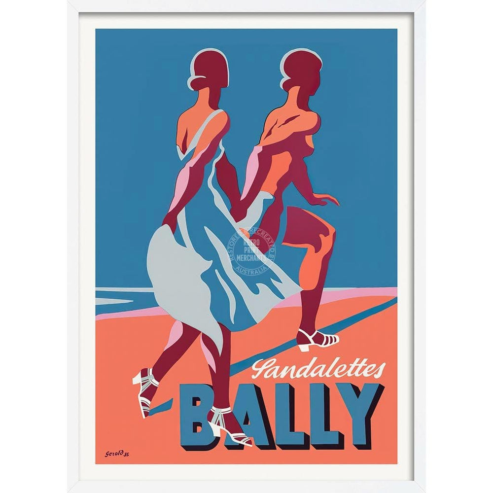 Bally Sandalettes 1935 | Switzerland A4 210 X 297Mm 8.3 11.7 Inches / Framed Print: White Timber