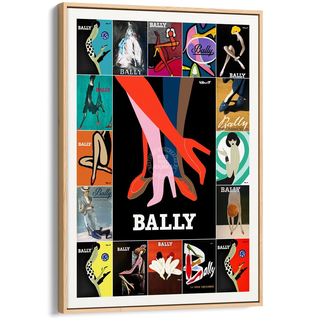 Bally Tango Montage | Switzerland A3 297 X 420Mm 11.7 16.5 Inches / Canvas Floating Frame: Natural