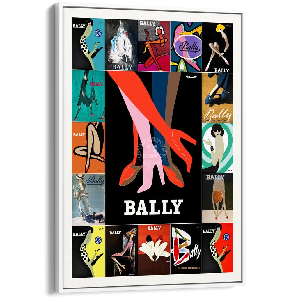 Bally Tango Montage | Switzerland A3 297 X 420Mm 11.7 16.5 Inches / Canvas Floating Frame: White