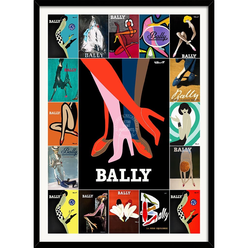 Bally Tango Montage | Switzerland A3 297 X 420Mm 11.7 16.5 Inches / Framed Print: Black Timber