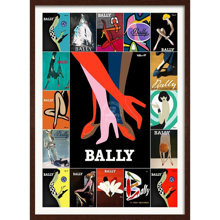 Bally Tango Montage | Switzerland A3 297 X 420Mm 11.7 16.5 Inches / Framed Print: Chocolate Oak