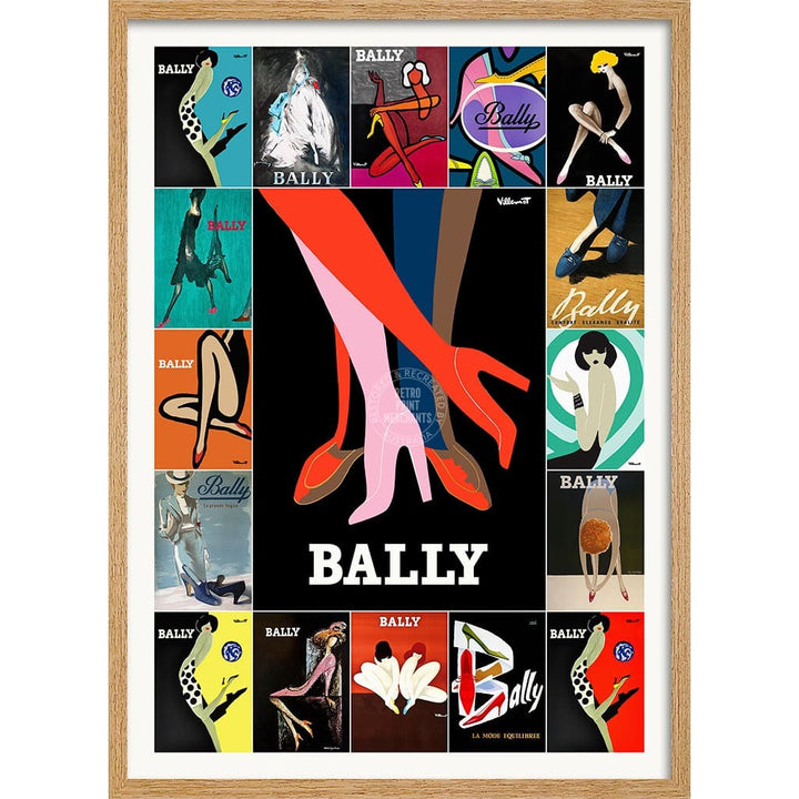 Bally Tango Montage | Switzerland A3 297 X 420Mm 11.7 16.5 Inches / Framed Print: Natural Oak