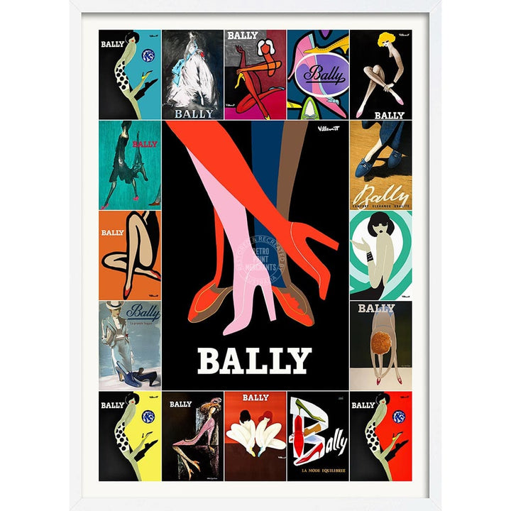 Bally Tango Montage | Switzerland A3 297 X 420Mm 11.7 16.5 Inches / Framed Print: White Timber