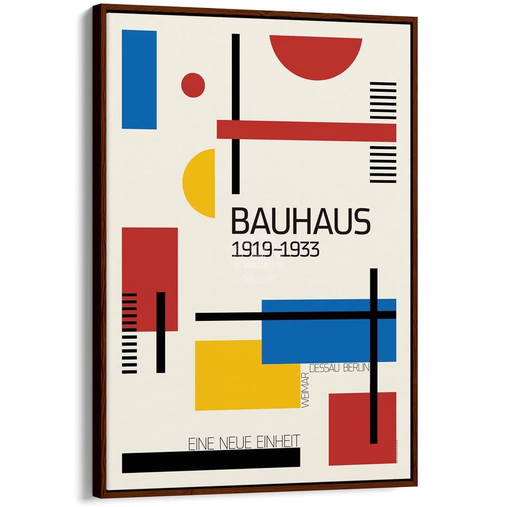 Bauhaus A New Unity | Germany A4 210 X 297Mm 8.3 11.7 Inches / Canvas Floating Frame: Chocolate Oak