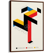 Bauhaus Running Man | Germany A4 210 X 297Mm 8.3 11.7 Inches / Canvas Floating Frame: Chocolate Oak