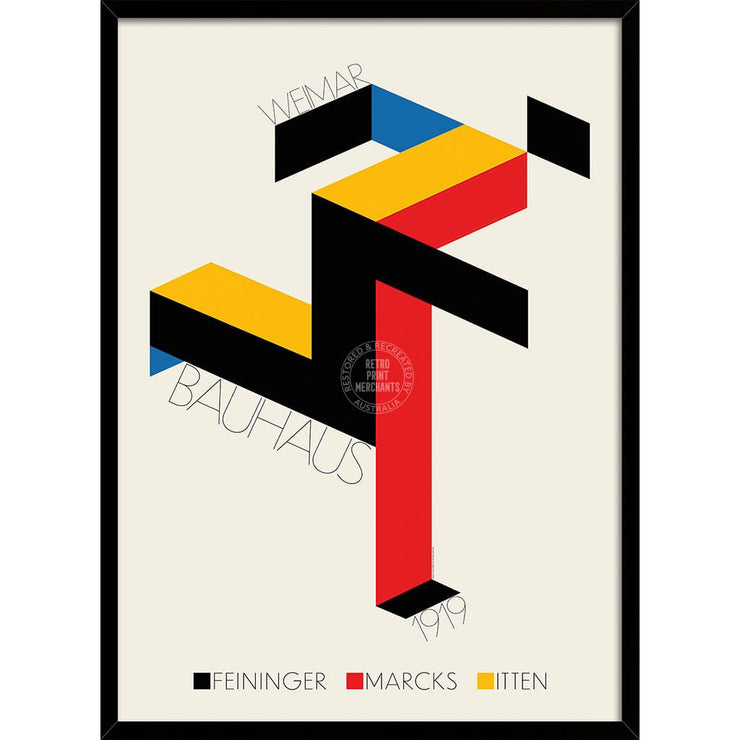 Bauhaus Running Man | Germany A4 210 X 297Mm 8.3 11.7 Inches / Framed Print: Black Timber Print Art
