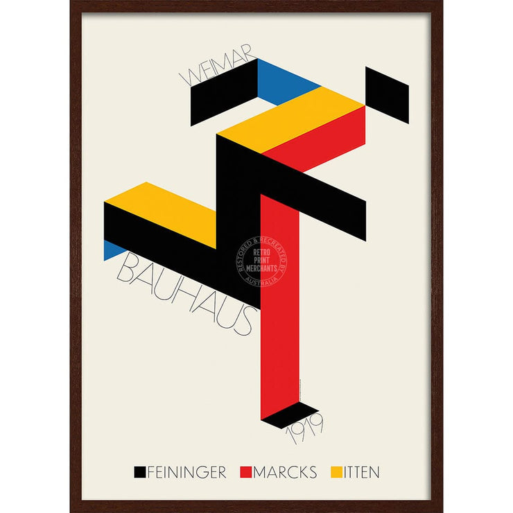 Bauhaus Running Man | Germany A4 210 X 297Mm 8.3 11.7 Inches / Framed Print: Chocolate Oak Timber