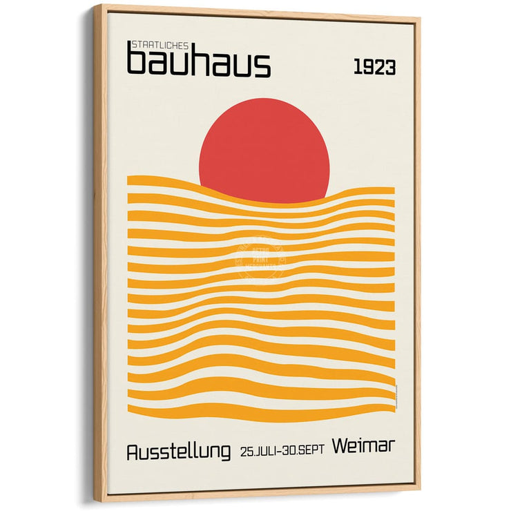 Bauhaus Sunrise | Germany A4 210 X 297Mm 8.3 11.7 Inches / Canvas Floating Frame: Natural Oak Timber