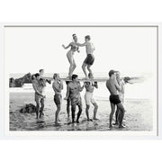 Beach Party | Usa A4 210 X 297Mm 8.3 11.7 Inches / Framed Print: White Timber Print Art
