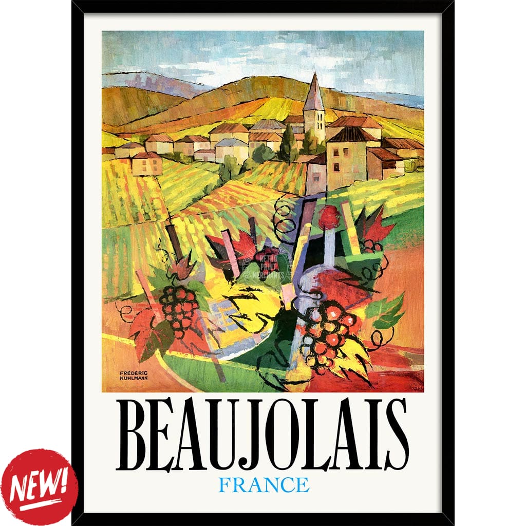 BEAUJOLAIS | FRANCE A3 | 297 x 420mm | 11.7 x 16.5 inches / Framed Print: Black Timber Print Art