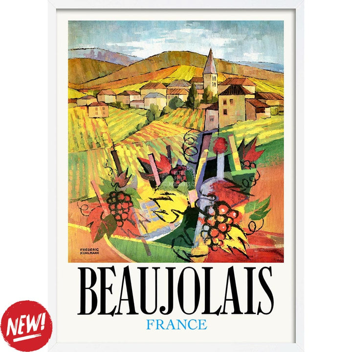 BEAUJOLAIS | FRANCE A3 | 297 x 420mm | 11.7 x 16.5 inches / Framed Print: White Timber Print Art