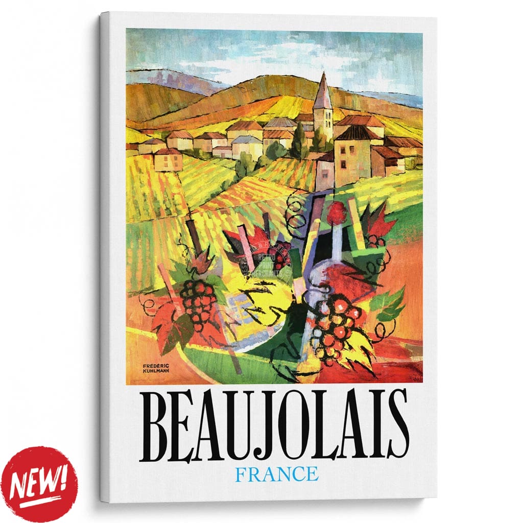 BEAUJOLAIS | FRANCE A3 | 297 x 420mm | 11.7 x 16.5 inches / Stretched Canvas Print Art