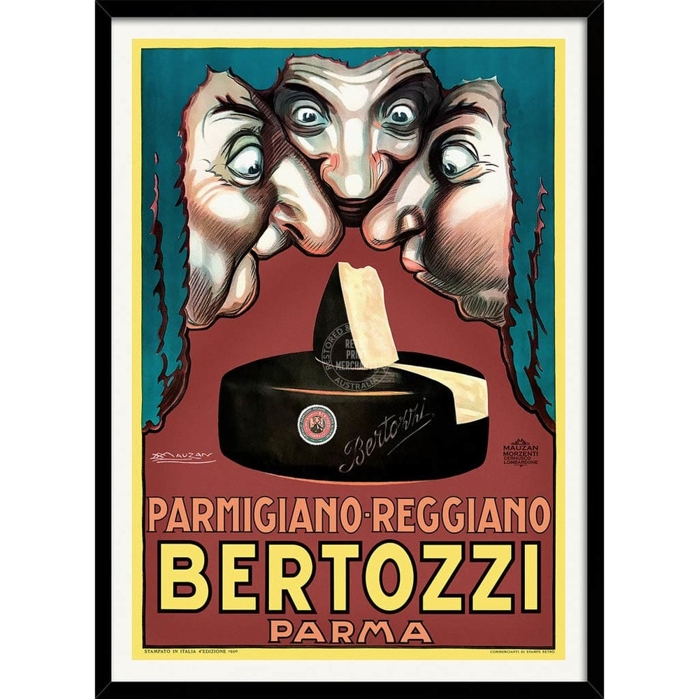 Bertozzi Cheese | Italy A4 210 X 297Mm 8.3 11.7 Inches / Framed Print: Black Timber Print Art