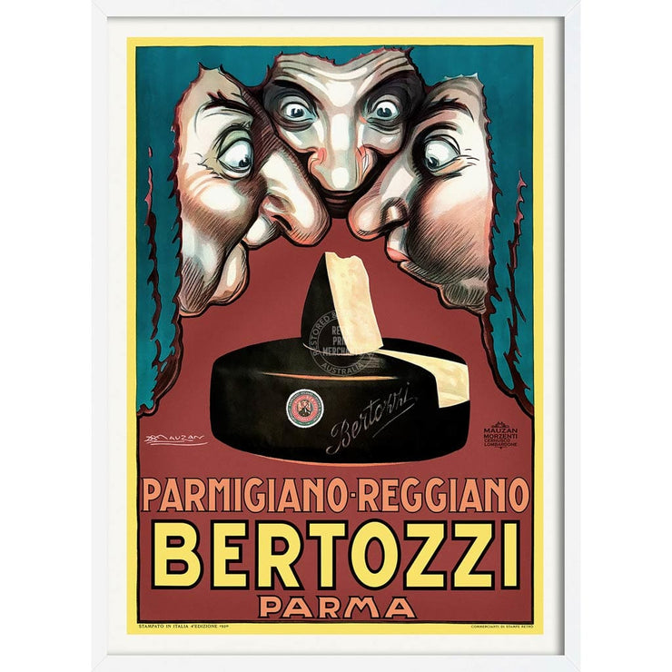 Bertozzi Cheese | Italy A4 210 X 297Mm 8.3 11.7 Inches / Framed Print: White Timber Print Art