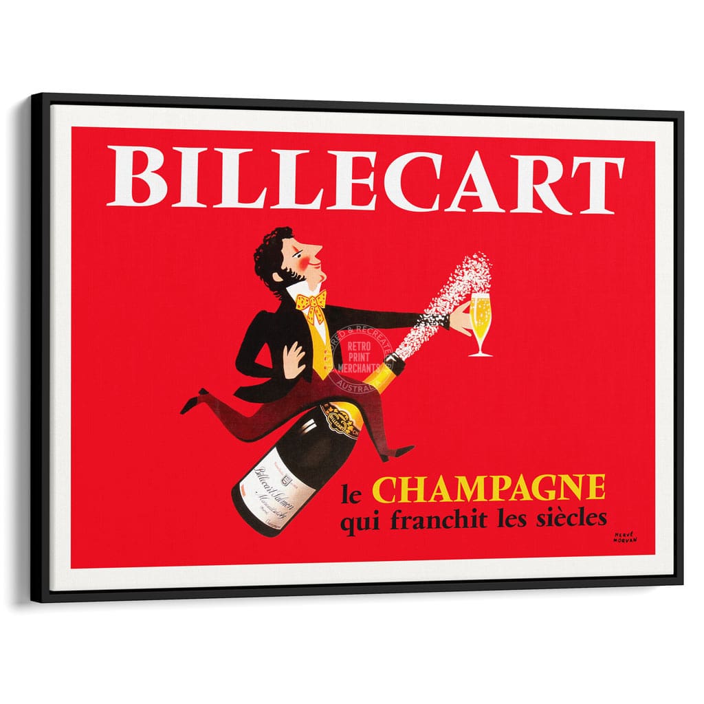 Billecart Champagne | France A4 210 X 297Mm 8.3 11.7 Inches / Canvas Floating Frame: Black Timber