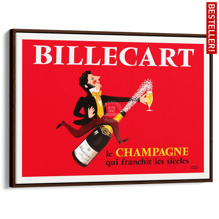Billecart Champagne | France A4 210 X 297Mm 8.3 11.7 Inches / Canvas Floating Frame: Chocolate Oak