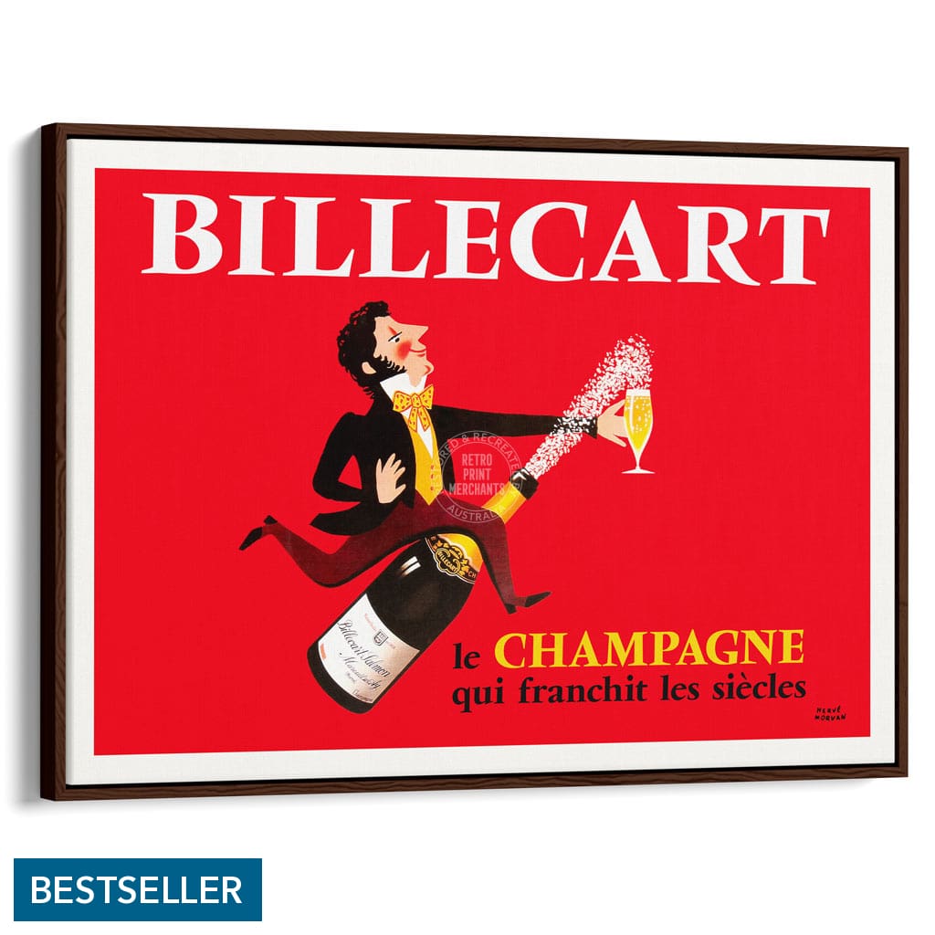 Billecart Champagne | France A4 210 X 297Mm 8.3 11.7 Inches / Canvas Floating Frame: Chocolate Oak