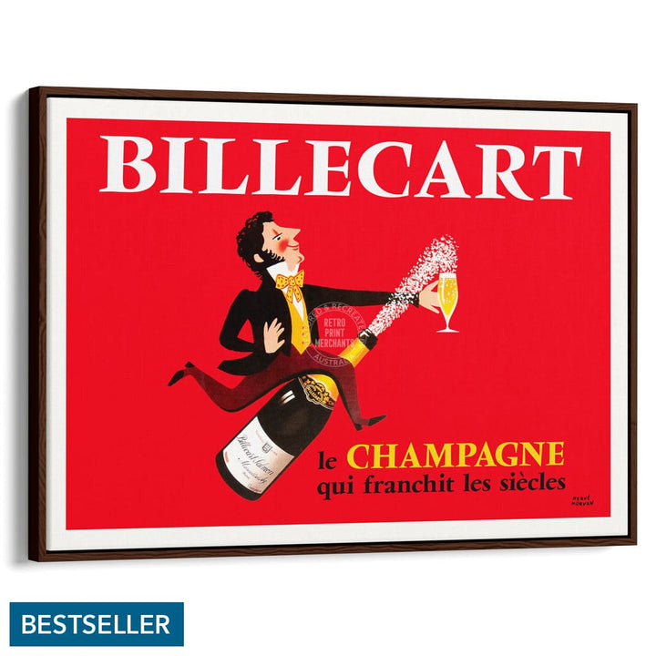 Billecart Champagne | France A4 210 X 297Mm 8.3 11.7 Inches / Canvas Floating Frame: Chocolate Oak