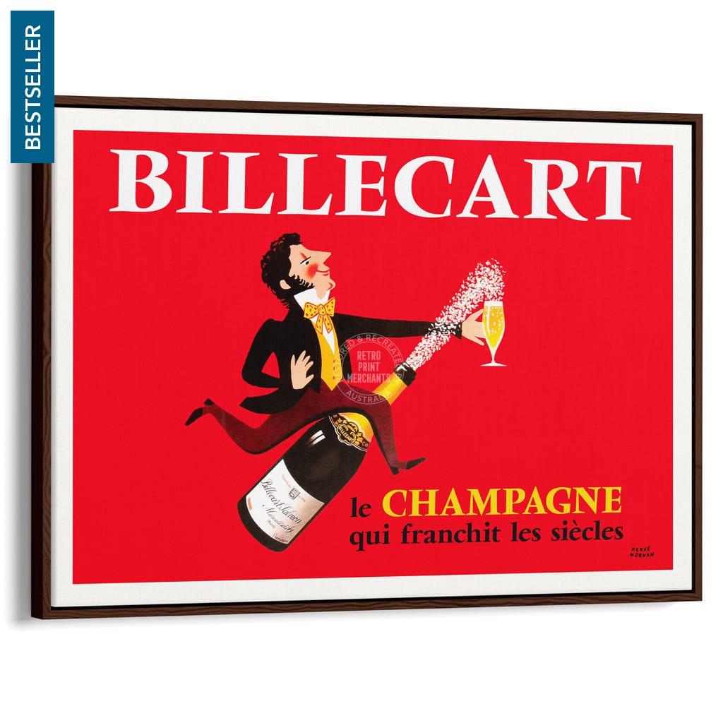 Billecart Champagne | France A4 210 X 297Mm 8.3 11.7 Inches / Canvas Floating Frame: Chocolate Oak