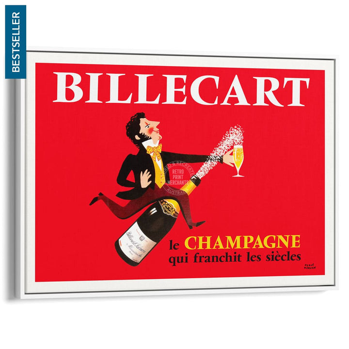 Billecart Champagne | France A4 210 X 297Mm 8.3 11.7 Inches / Canvas Floating Frame: White Timber