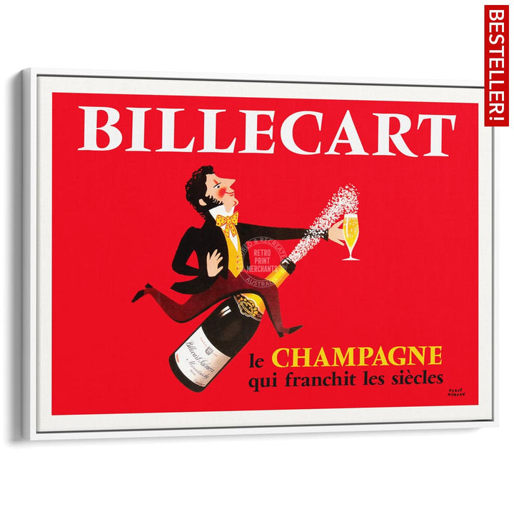 Billecart Champagne | France A4 210 X 297Mm 8.3 11.7 Inches / Canvas Floating Frame: White Timber
