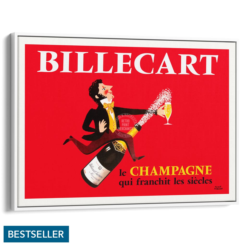 Billecart Champagne | France A4 210 X 297Mm 8.3 11.7 Inches / Canvas Floating Frame: White Timber