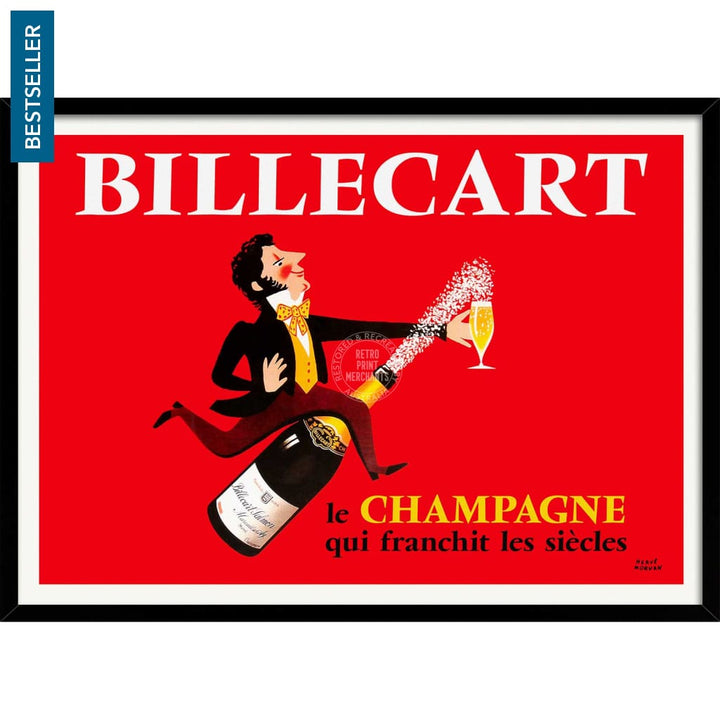 Billecart Champagne | France A4 210 X 297Mm 8.3 11.7 Inches / Framed Print: Black Timber Print Art