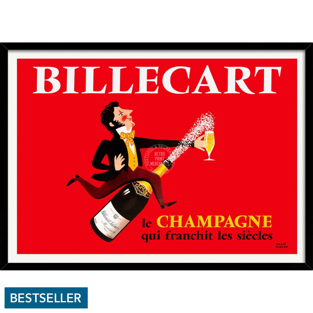 Billecart Champagne | France A4 210 X 297Mm 8.3 11.7 Inches / Framed Print: Black Timber Print Art