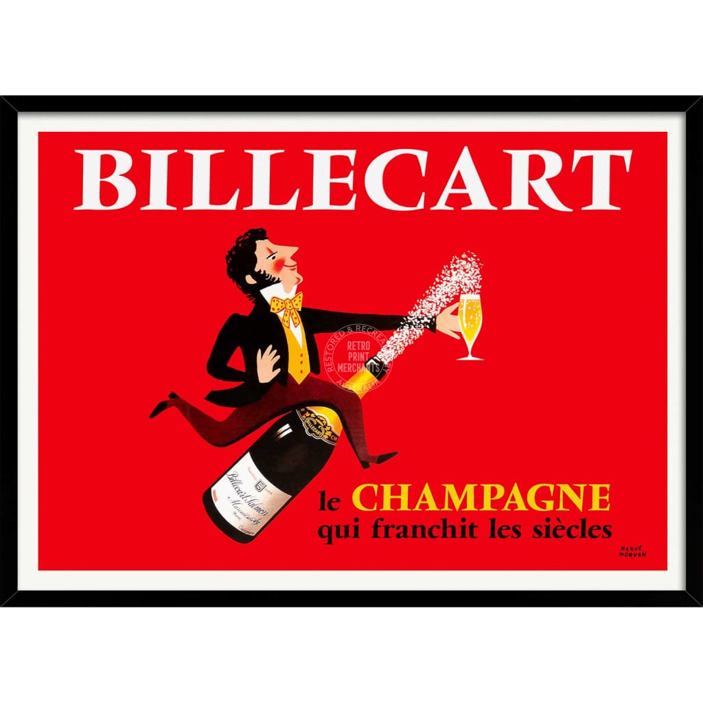 Billecart Champagne | France A4 210 X 297Mm 8.3 11.7 Inches / Framed Print: Black Timber Print Art