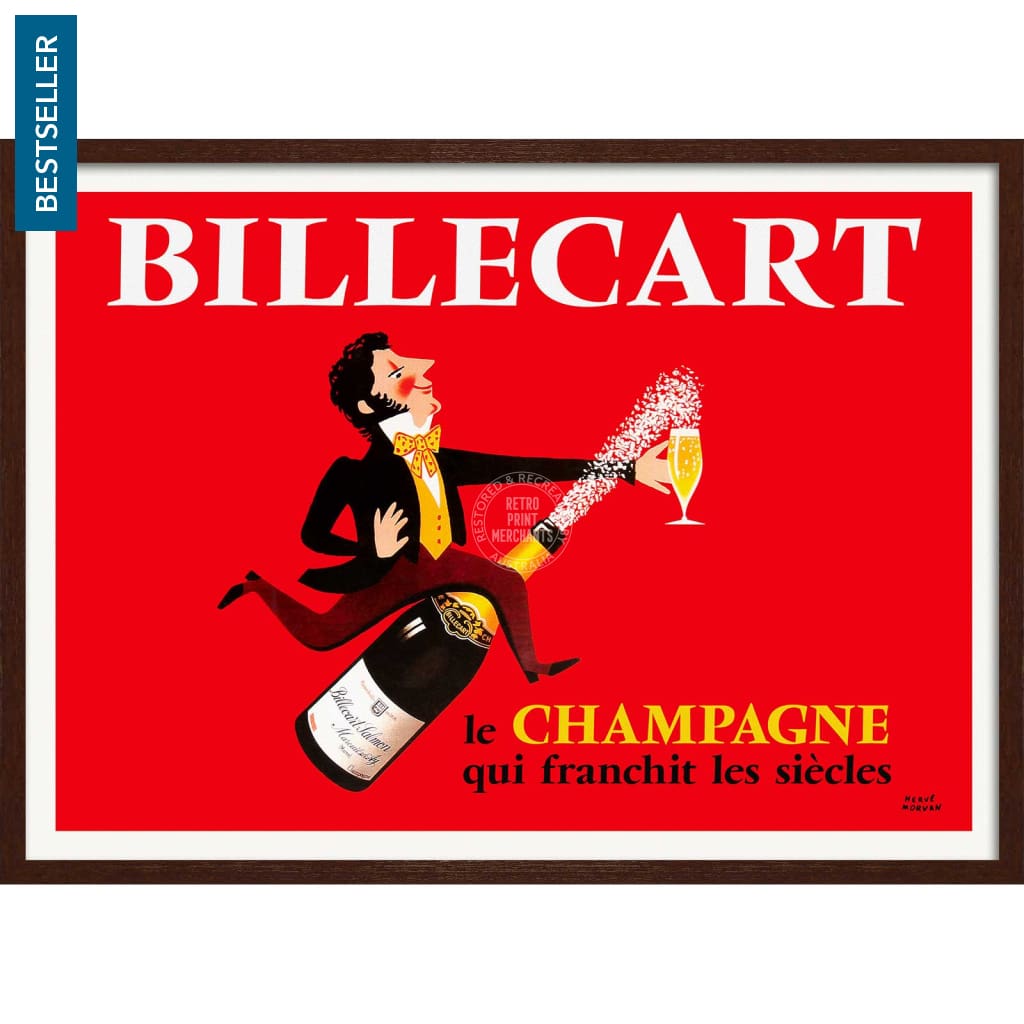 Billecart Champagne | France A4 210 X 297Mm 8.3 11.7 Inches / Framed Print: Chocolate Oak Timber