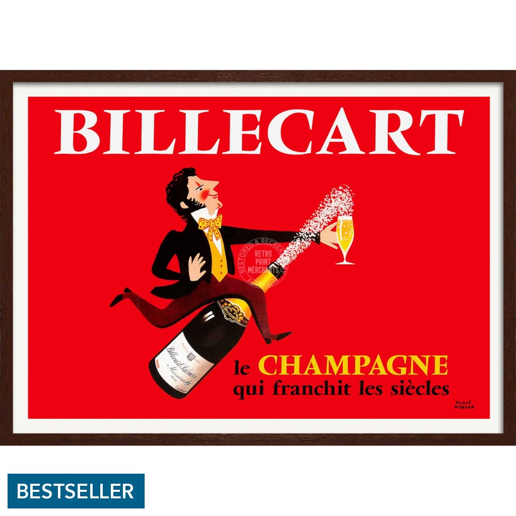 Billecart Champagne | France A4 210 X 297Mm 8.3 11.7 Inches / Framed Print: Chocolate Oak Timber