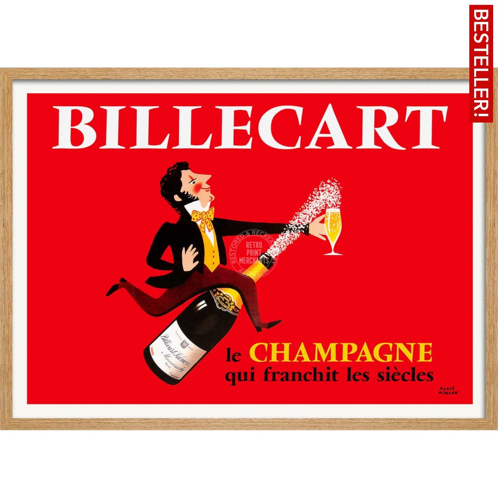 Billecart Champagne | France A4 210 X 297Mm 8.3 11.7 Inches / Framed Print: Natural Oak Timber