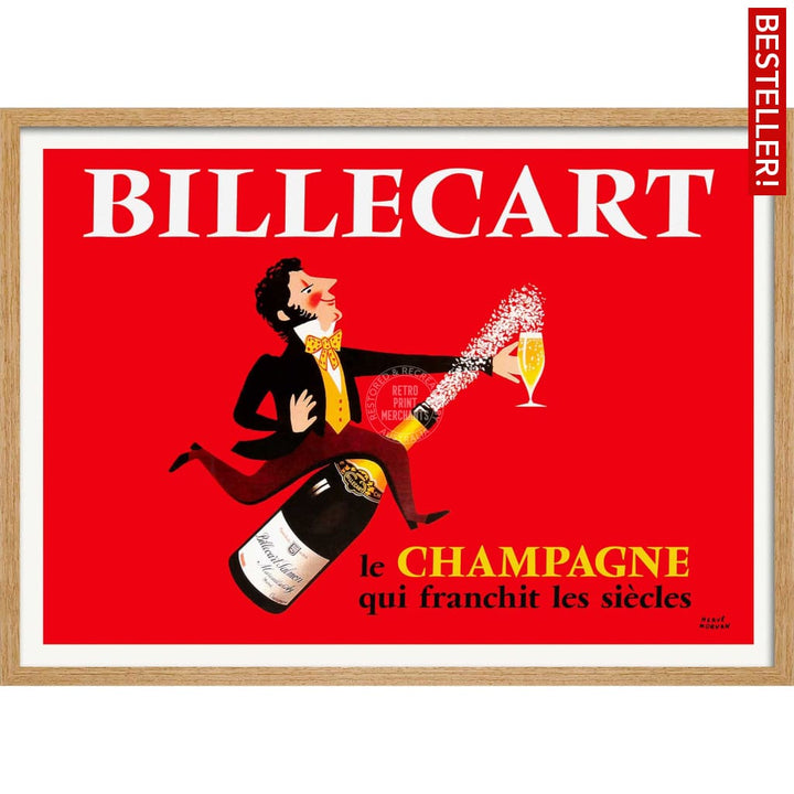 Billecart Champagne | France A4 210 X 297Mm 8.3 11.7 Inches / Framed Print: Natural Oak Timber
