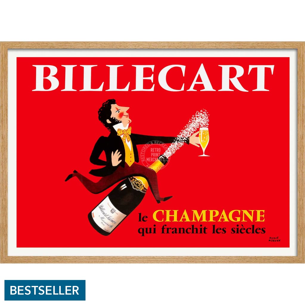 Billecart Champagne | France A4 210 X 297Mm 8.3 11.7 Inches / Framed Print: Natural Oak Timber