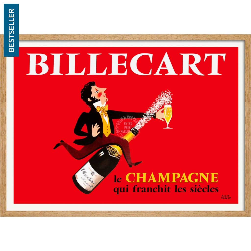 Billecart Champagne | France A4 210 X 297Mm 8.3 11.7 Inches / Framed Print: Natural Oak Timber