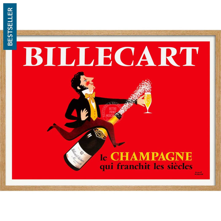 Billecart Champagne | France A4 210 X 297Mm 8.3 11.7 Inches / Framed Print: Natural Oak Timber