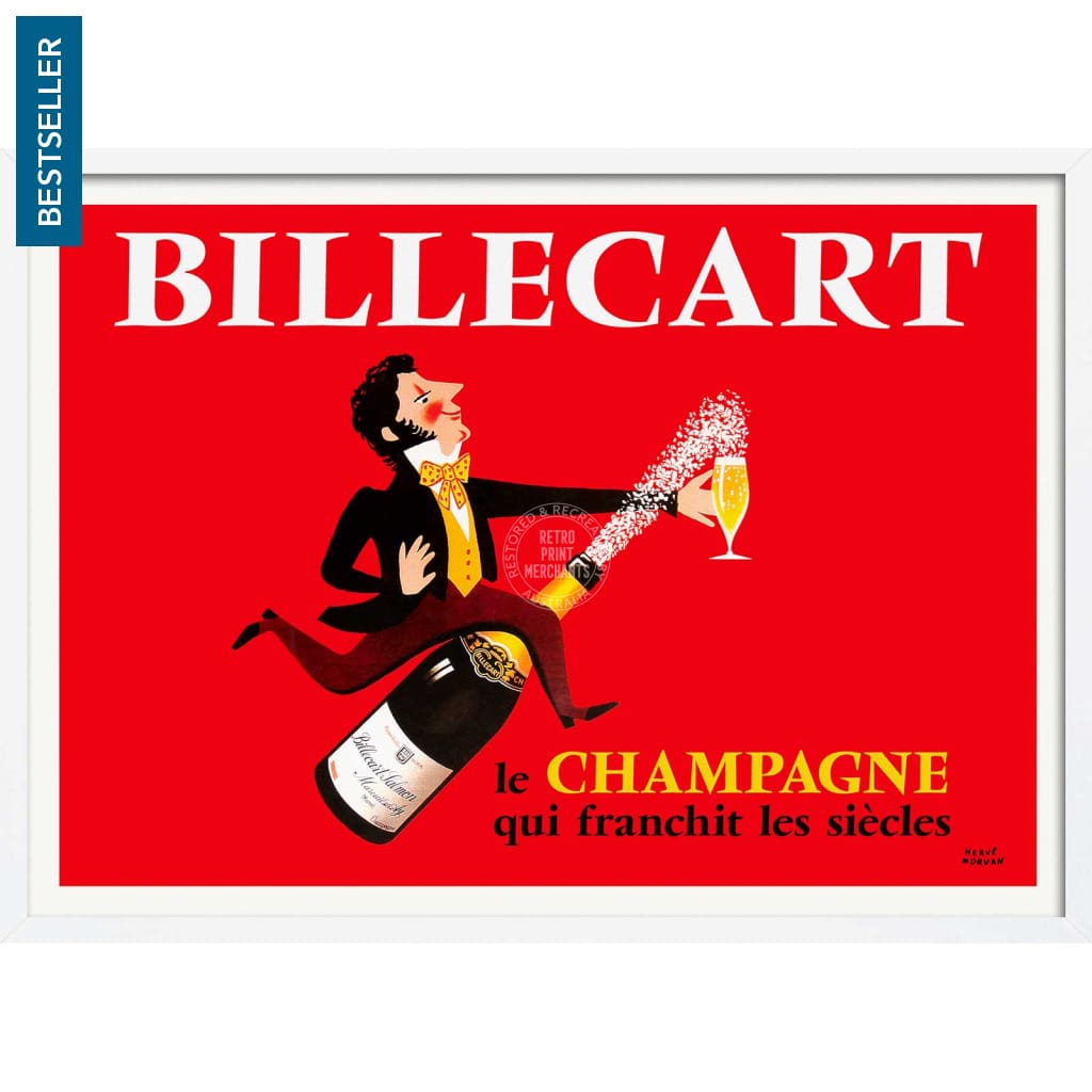 Billecart Champagne | France A4 210 X 297Mm 8.3 11.7 Inches / Framed Print: White Timber Print Art