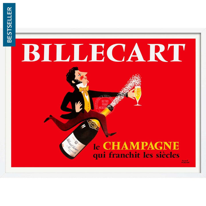 Billecart Champagne | France A4 210 X 297Mm 8.3 11.7 Inches / Framed Print: White Timber Print Art