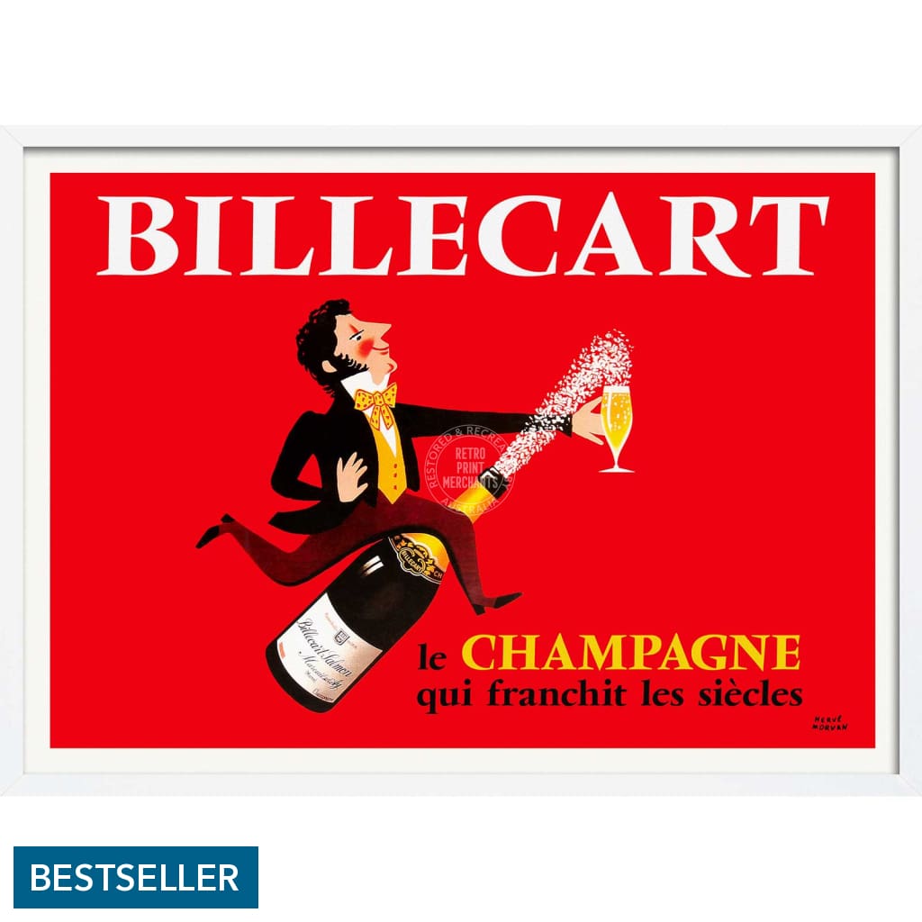 Billecart Champagne | France A4 210 X 297Mm 8.3 11.7 Inches / Framed Print: White Timber Print Art