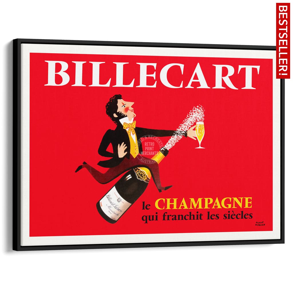 Billecart Champagne | France A4 210 X 297Mm 8.3 11.7 Inches / Canvas Floating Frame: Black Timber