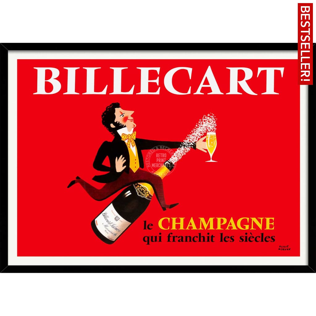 Billecart Champagne | France A4 210 X 297Mm 8.3 11.7 Inches / Framed Print: Black Timber Print Art