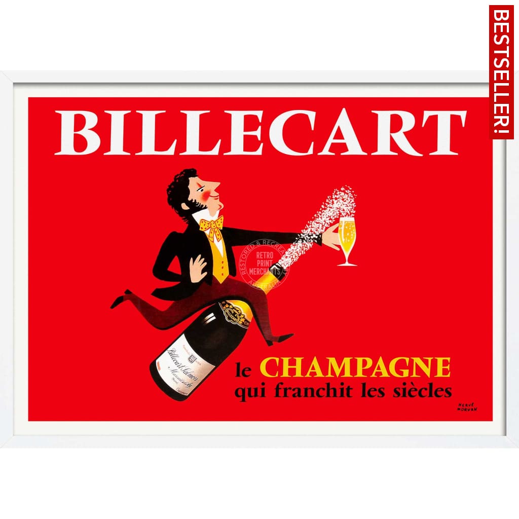 Billecart Champagne | France A4 210 X 297Mm 8.3 11.7 Inches / Framed Print: White Timber Print Art