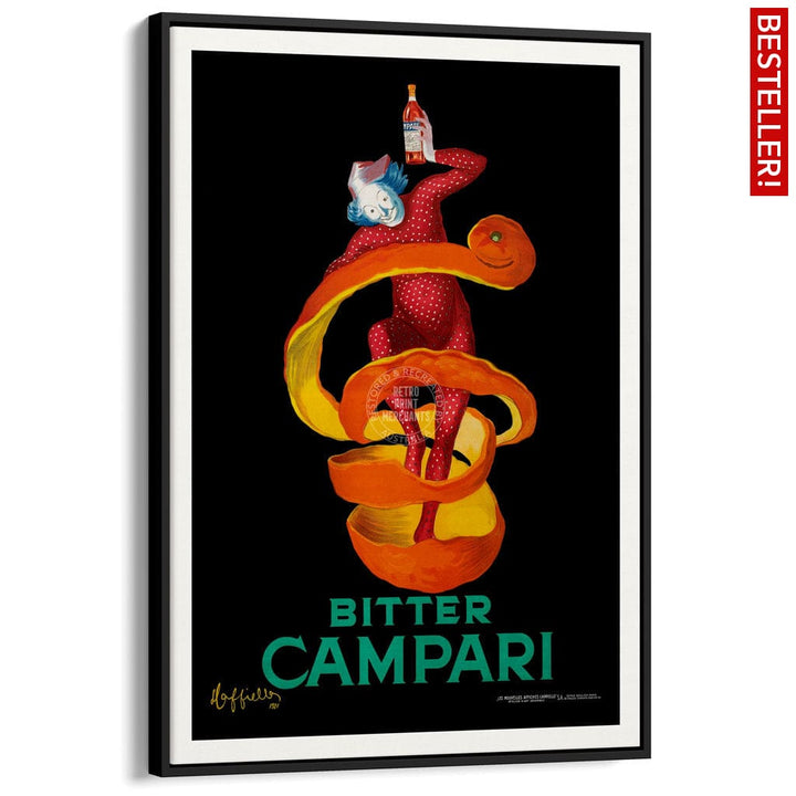 Bitter Campari | Italy A4 210 X 297Mm 8.3 11.7 Inches / Canvas Floating Frame: Black Timber Print