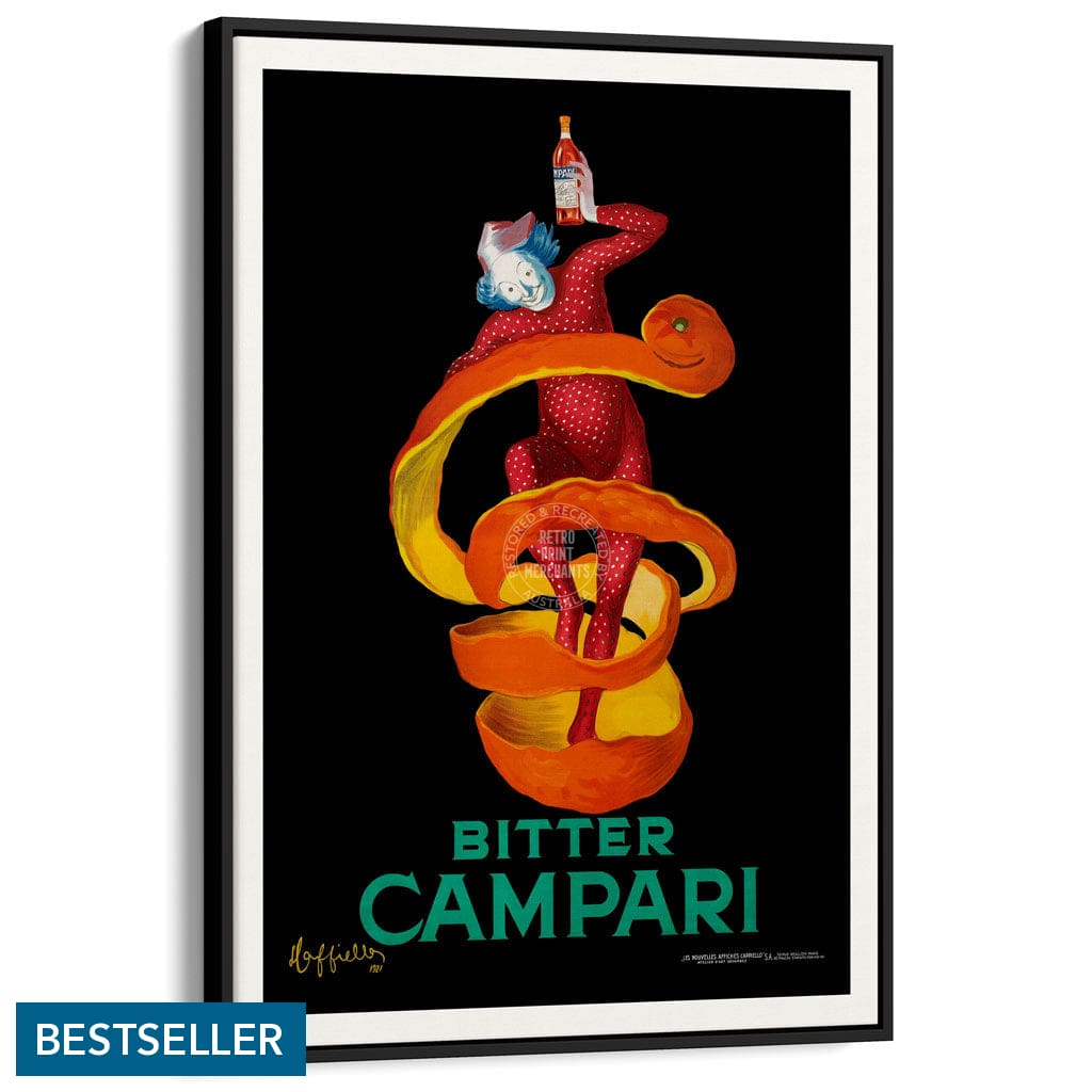 Bitter Campari | Italy A4 210 X 297Mm 8.3 11.7 Inches / Canvas Floating Frame: Black Timber Print