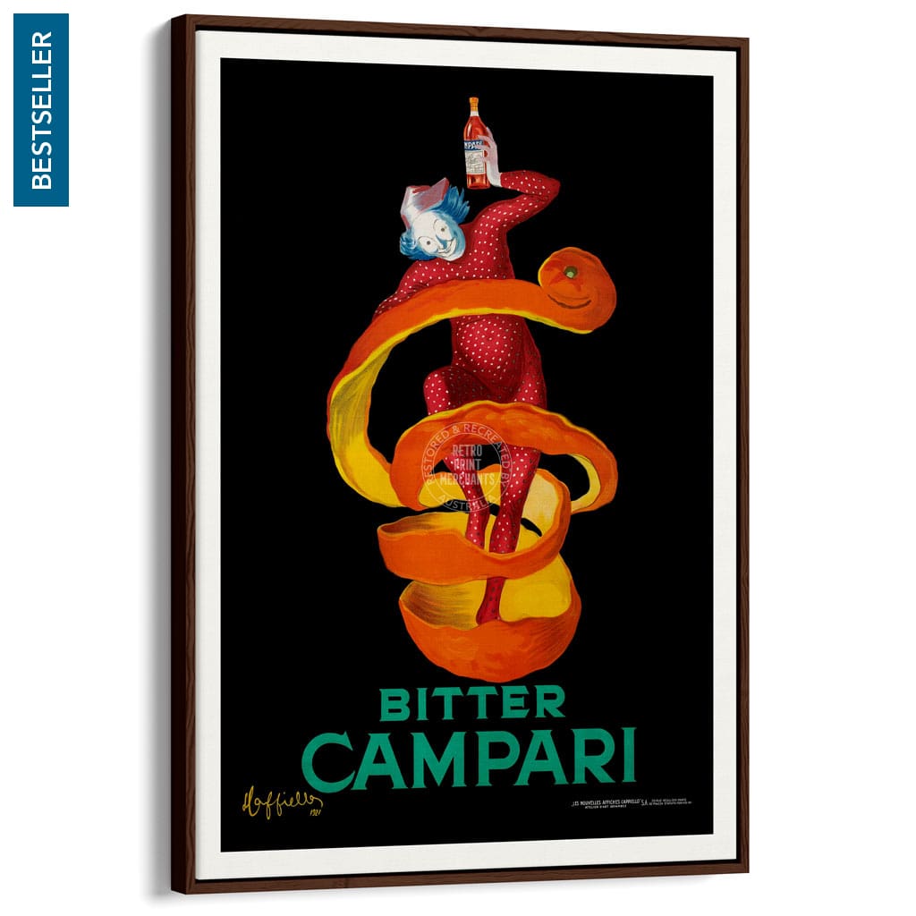 Bitter Campari | Italy A4 210 X 297Mm 8.3 11.7 Inches / Canvas Floating Frame: Chocolate Oak Timber