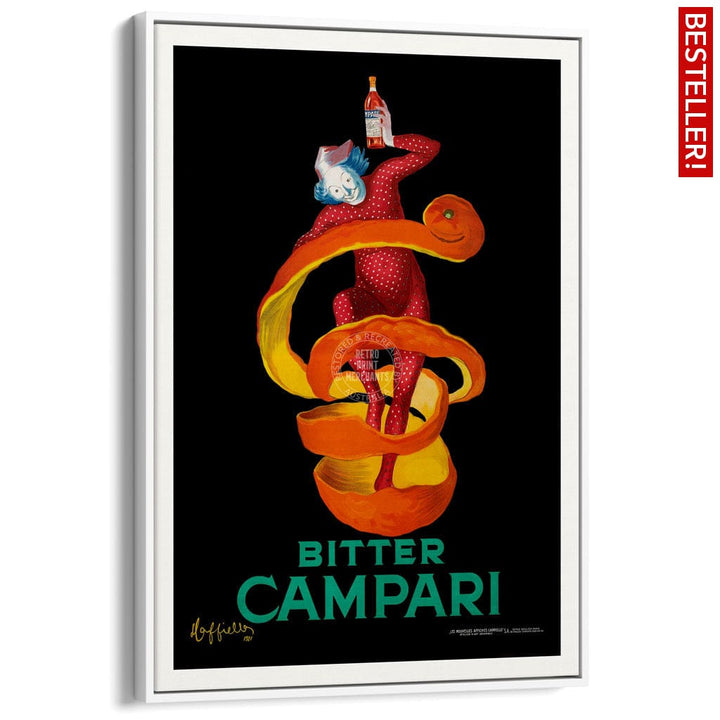 Bitter Campari | Italy A4 210 X 297Mm 8.3 11.7 Inches / Canvas Floating Frame: White Timber Print