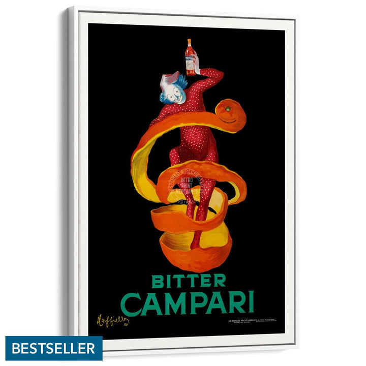Bitter Campari | Italy A4 210 X 297Mm 8.3 11.7 Inches / Canvas Floating Frame: White Timber Print